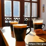 Home 14 그리스 커피 문화 - **Prompt:** A cozy, warm-lit traditional Greek coffee shop bustling with life. Diverse groups of fri...