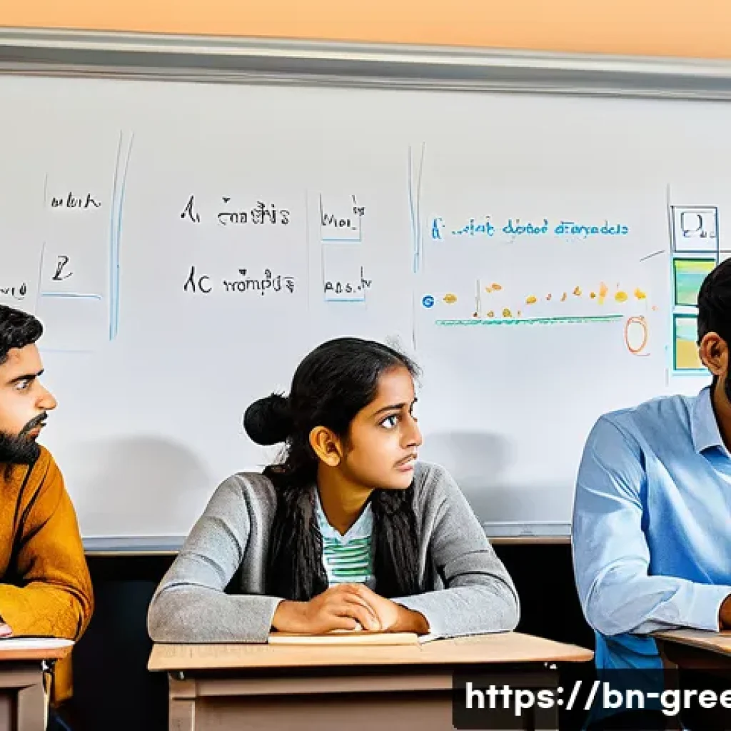 그리스 출신 철학자들의 현대적 영향 - A thoughtful classroom scene inspired by ancient Greek philosophy, featuring a diverse group of stud...